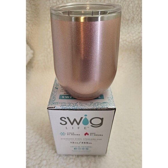 Swig Life Stemless Insulated Stemless Wine Cup in Rose Gold, 12 oz. new in box - Picture 2 of 6